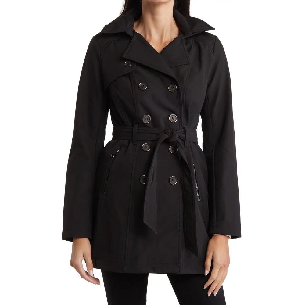 Sebby Collection Rain Jacket Trench Coat Black Size Small